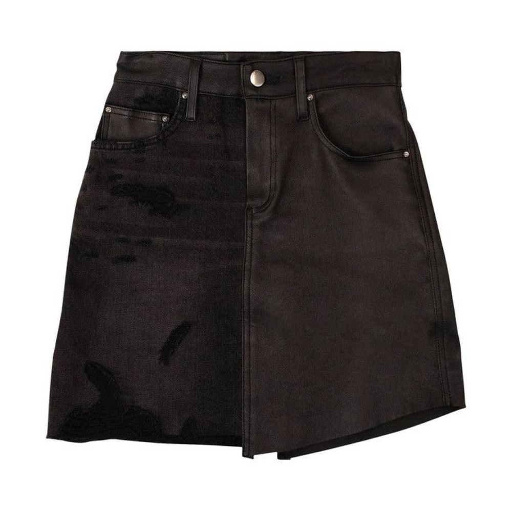 Amiri Leather Two Tone Mini Skirt